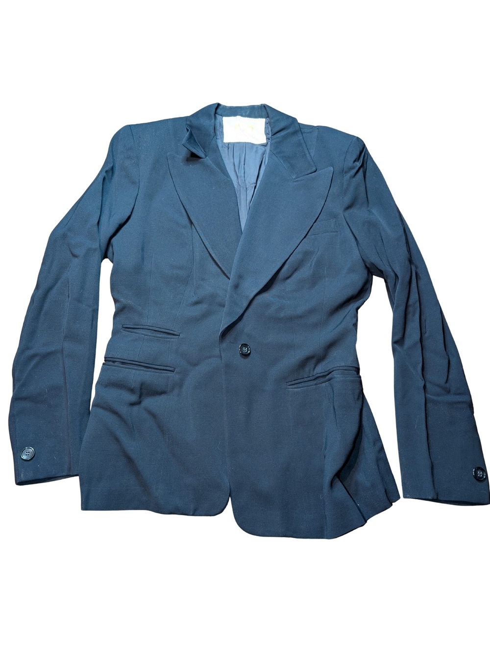 Vtg 50s Wool Navy Single-Breasted Blazer